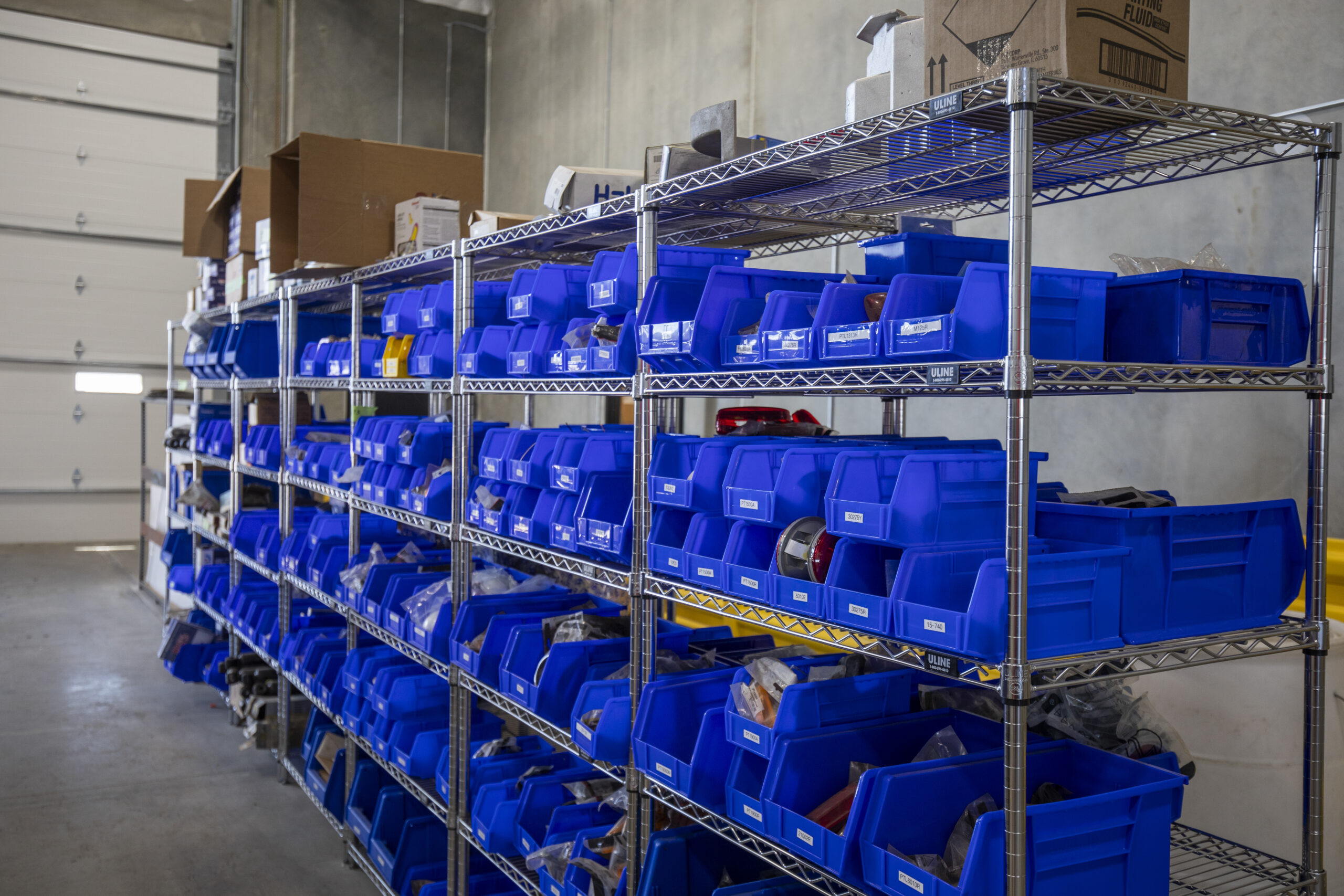 Trailer Parts bins at AAA trailer repair